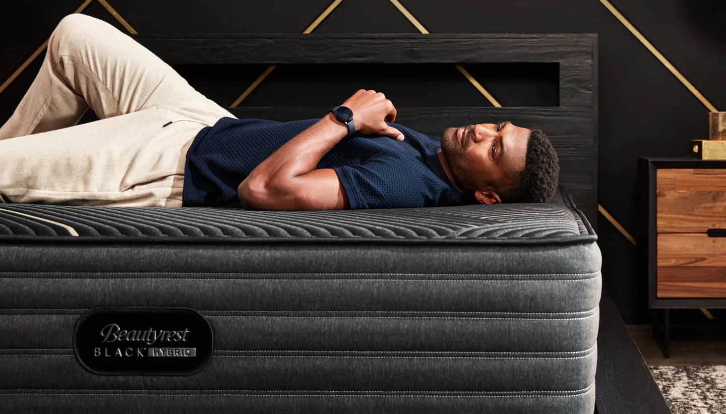 Man resting on Beautyrest Black mattress