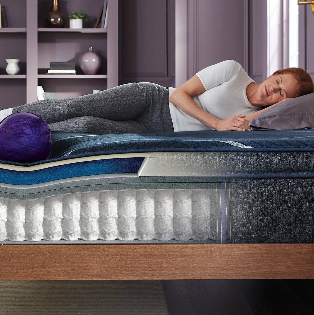 Cutaway view of layered mattress design