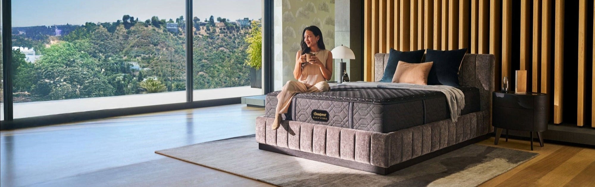 Luxury mattress in modern bedroom setting