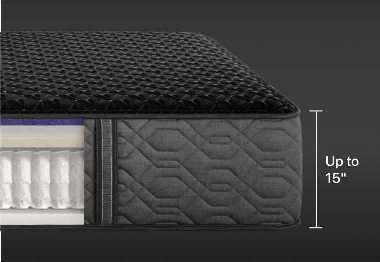 Luxury mattress with 15-inch depth