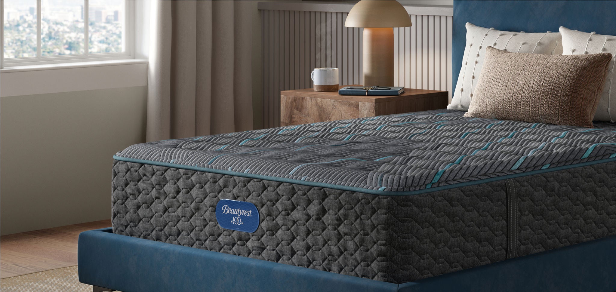 Luxury mattress in modern bedroom setting