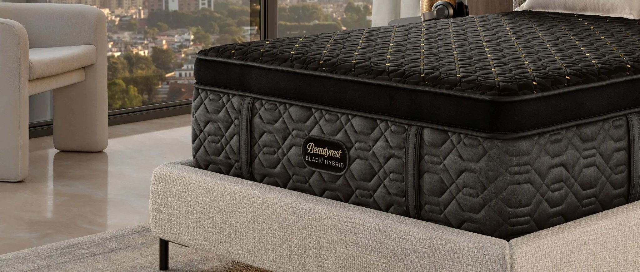 Luxury mattress in modern bedroom setting