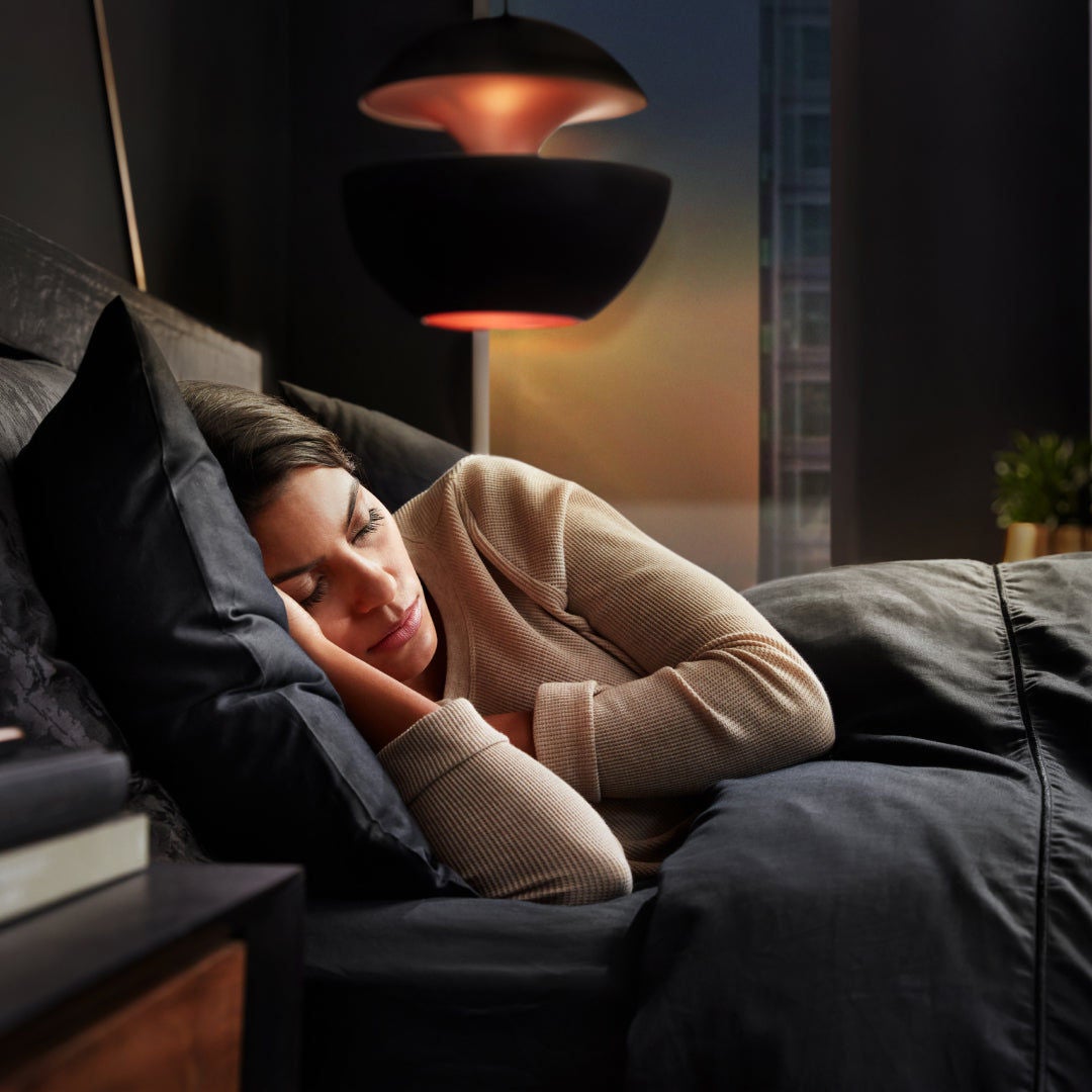Cozy evening in modern bedroom