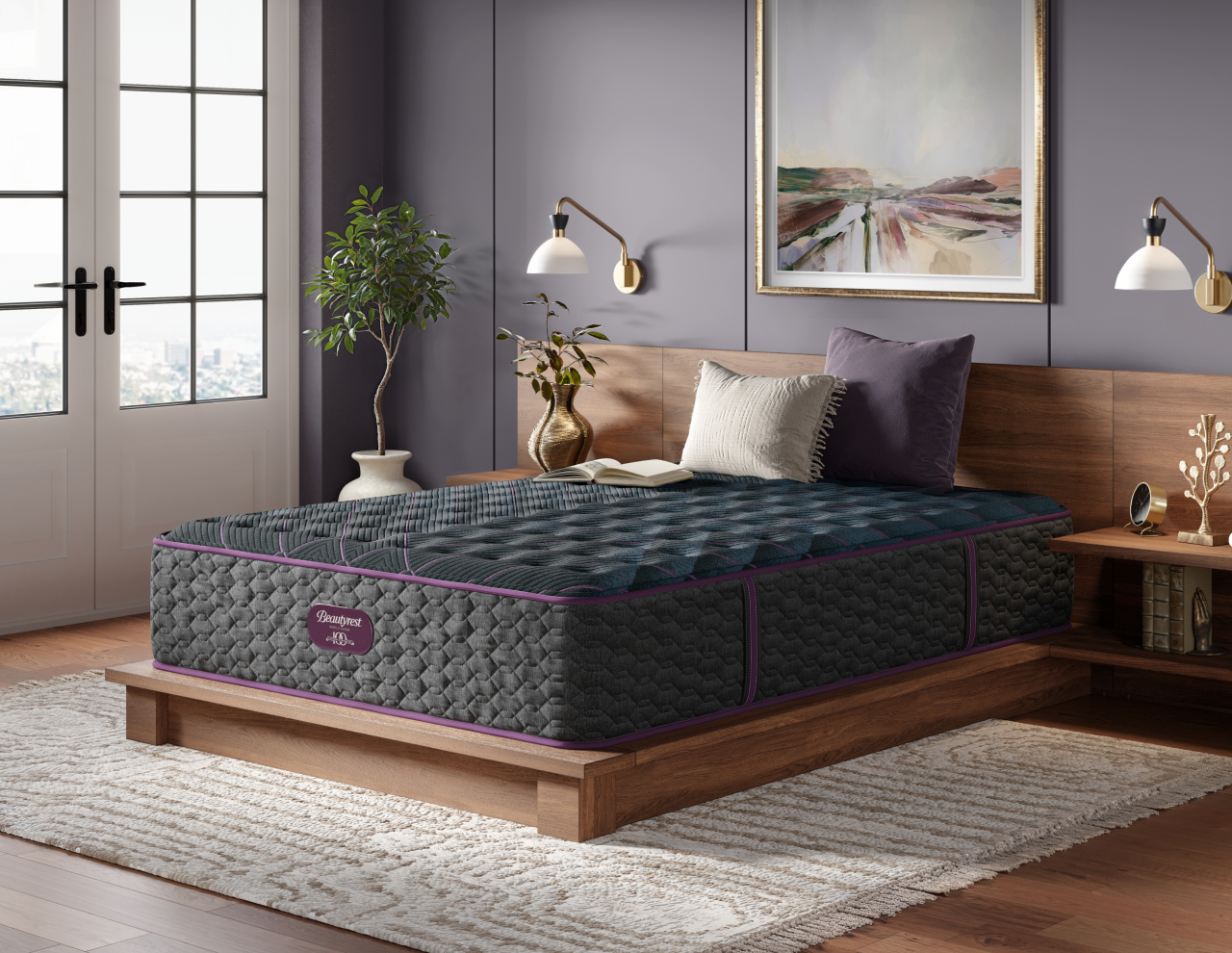 Luxury mattress in modern bedroom setting