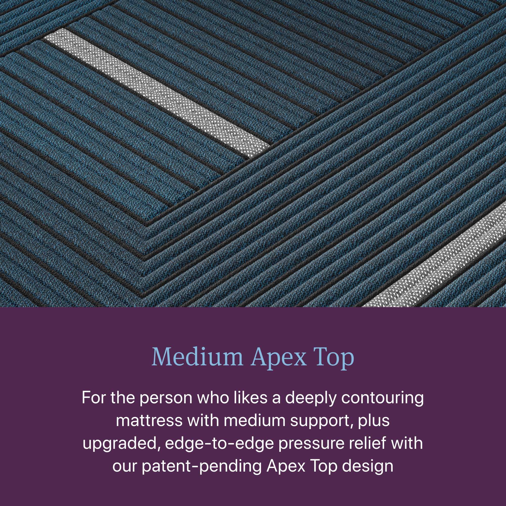 Closeup image of the Medium Apex Top World Class Quilted Hybrid mattress